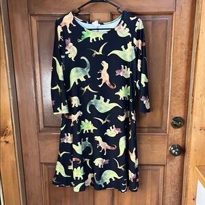 YELETE Dinosaur Print Longsleeve Dress Size Large